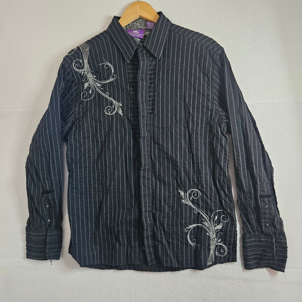 Jimi Hendrix Purple Label Rock and Roll Religion Embroidered Stripe Shirt XL